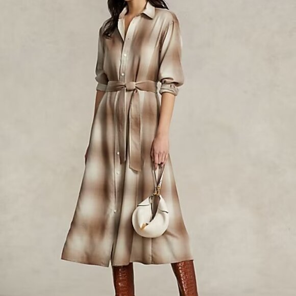Plaid Belted Wool Shirt Dress - Picture 10 of 14